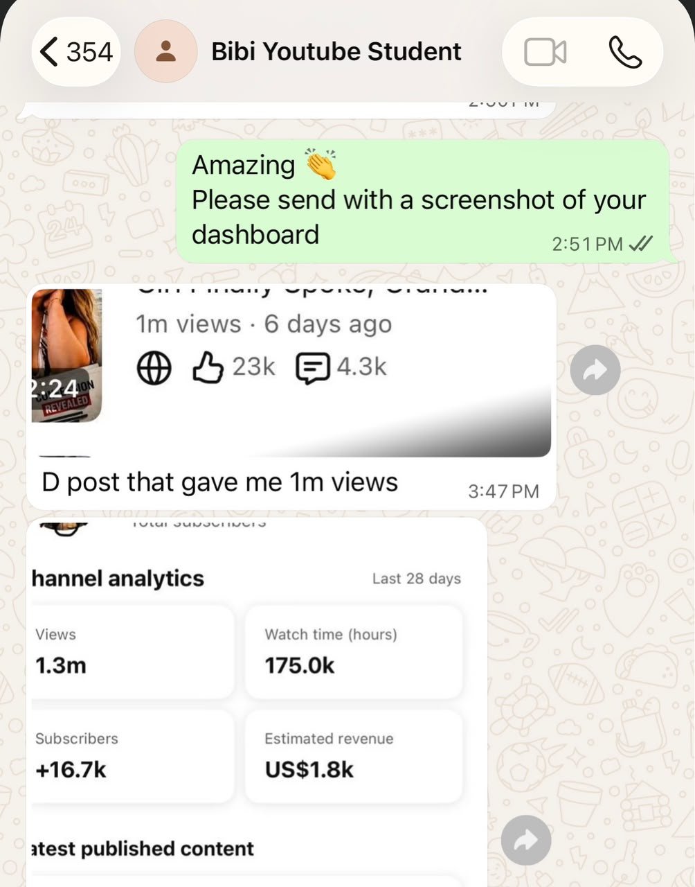 Student result — $2,000 in first two days of monetization