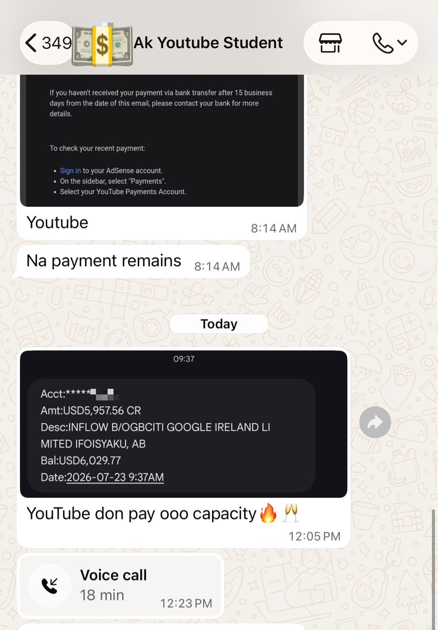 Student result — over $5,000 in first month